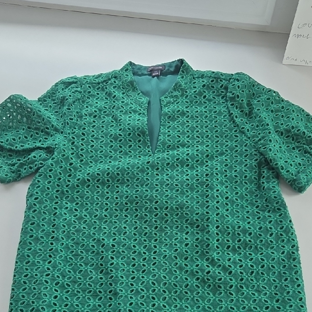 Green Eyelet Blouse